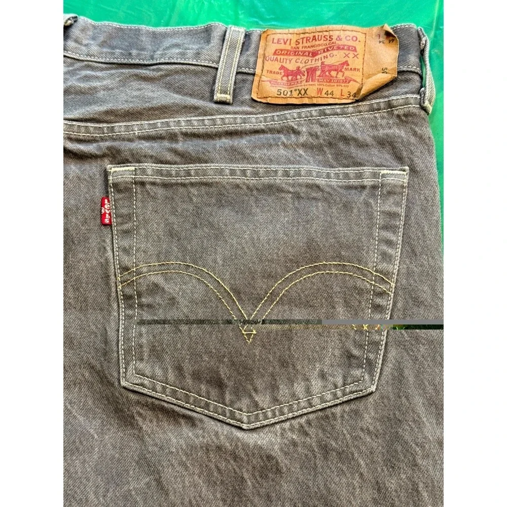 Levi's 501 XX Jeans Washed Charcoal Button Fly Men's 44x34 Straight Fit Selvedge